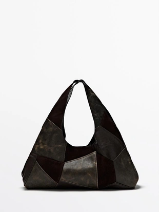 Сумка среднего размера из комбинированной кожи- Заказать в России