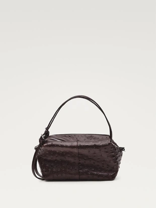 Сумка мини-бэг бежевая из текстурированной кожи- Заказать в России