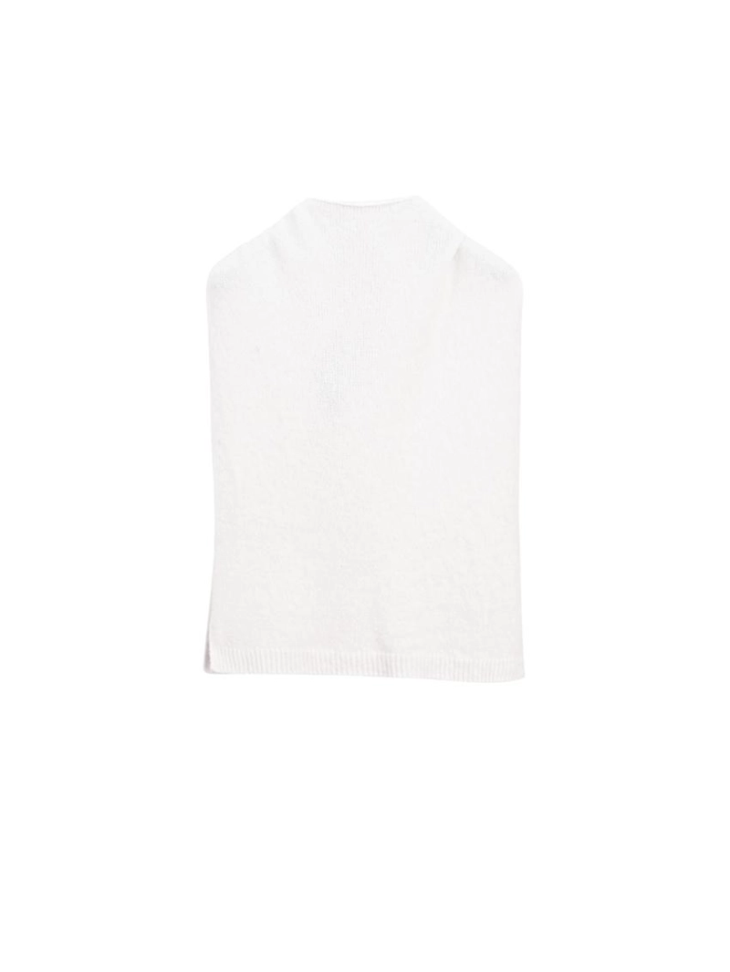 Белая худи из альпаки с передником