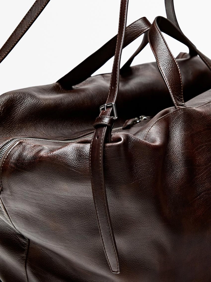 Сумка-чемодан макси из натуральной кожи нубук