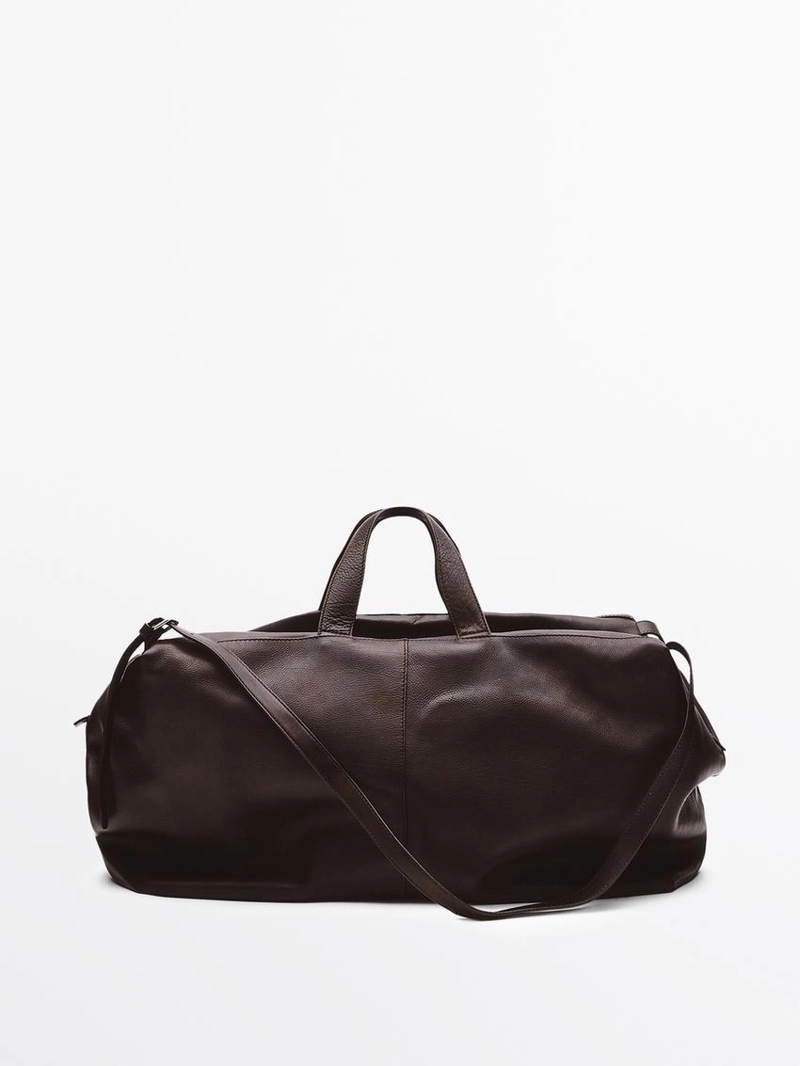 Сумка-чемодан макси из натуральной кожи нубук