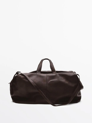 Купить Massimo Dutti Сумка-чемодан макси из натуральной кожи нубук