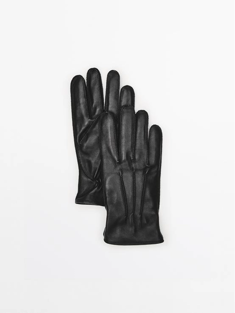 Кожаные перчатки с отделкой нубук