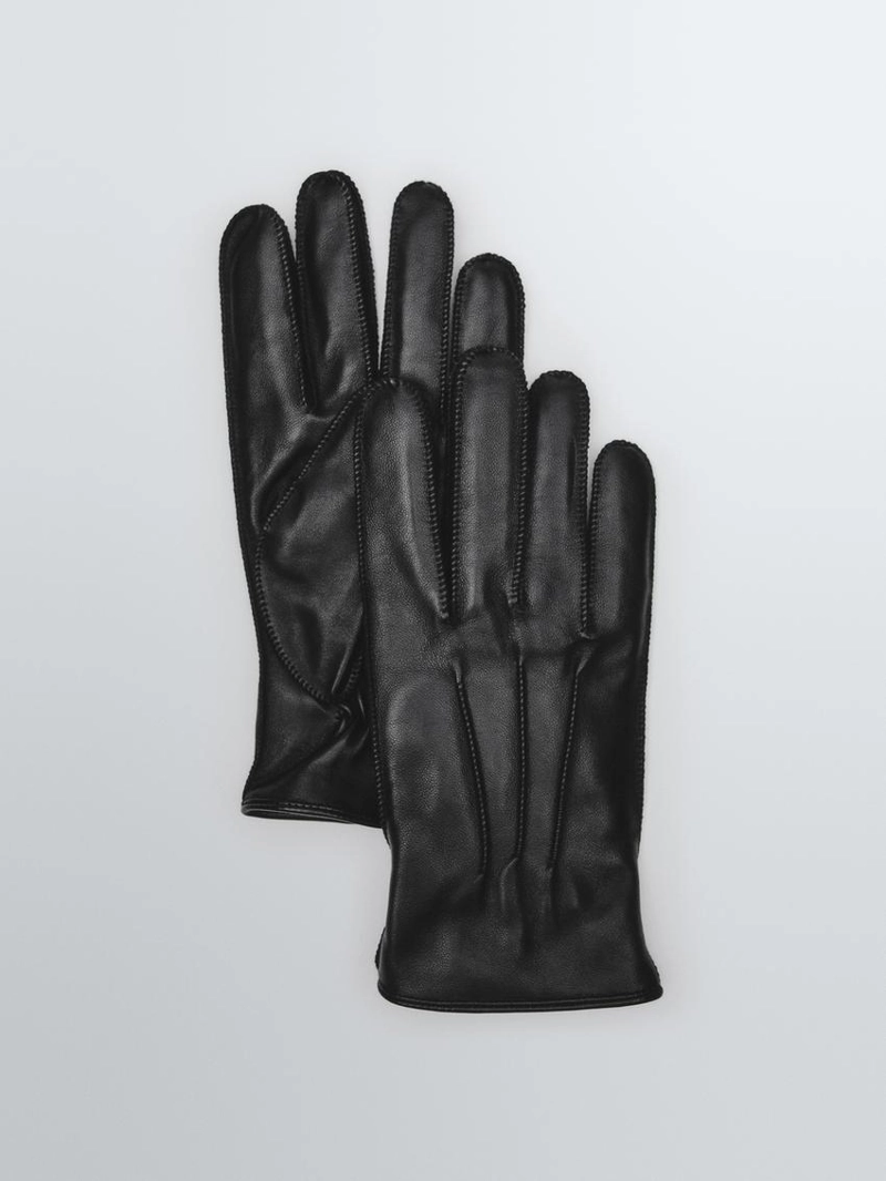 Кожаные перчатки с отделкой нубук