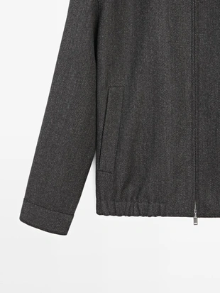 Пиджак из 100% шерсти в елочку- Заказать в России