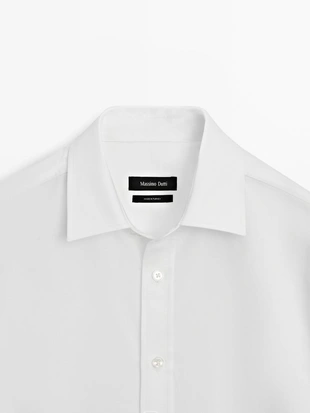 WHITE | 1913/250/250 - Massimo Dutti Рубашка среднего кроя в меланжевом стиле