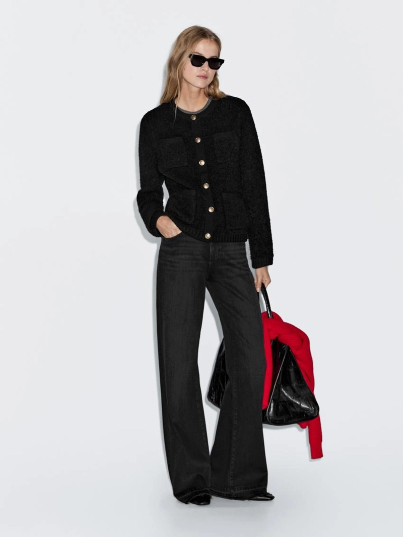 Кардиган из шерстяной смеси с пуговицами из золота