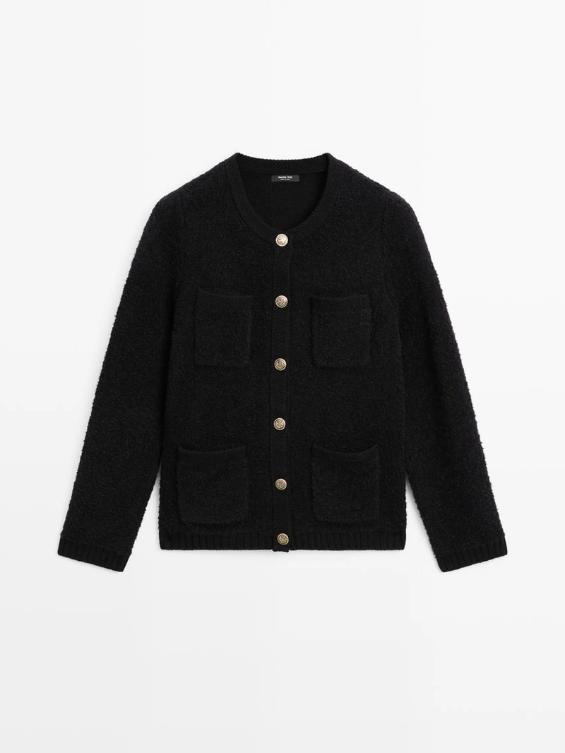 Кардиган из шерстяной смеси с пуговицами из золота