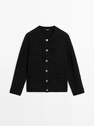 Купить Massimo Dutti Кардиган из шерстяной смеси с пуговицами из золота