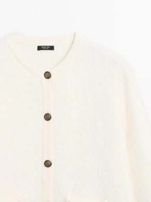 Купить Massimo Dutti Короткий вязаный кардиган с деталями золотых пуговиц