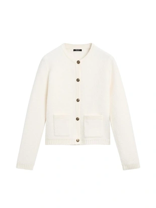 Off white | 5803/933/251 - Massimo Dutti Короткий вязаный кардиган с деталями золотых пуговиц