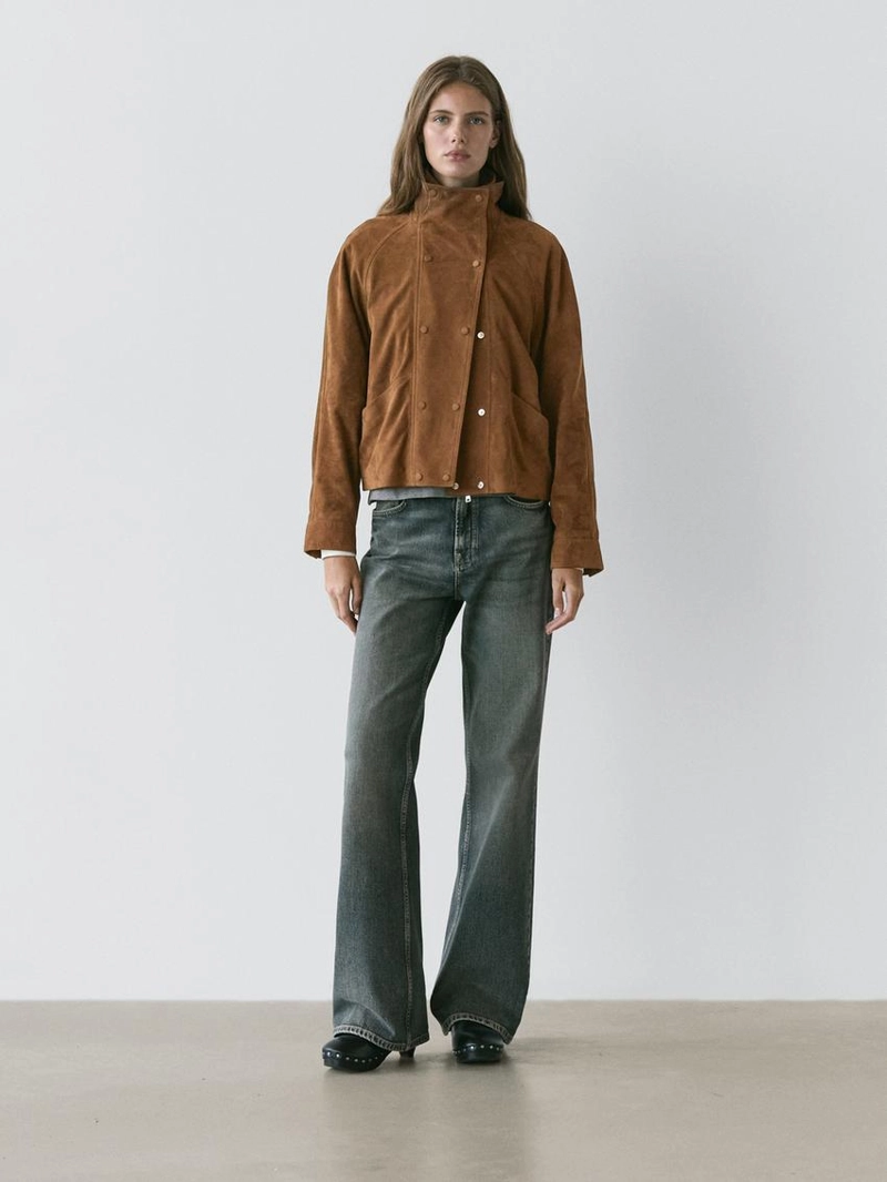 Замшевый пиджак с пуговицами