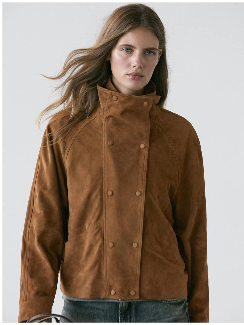 Замшевый пиджак с пуговицами