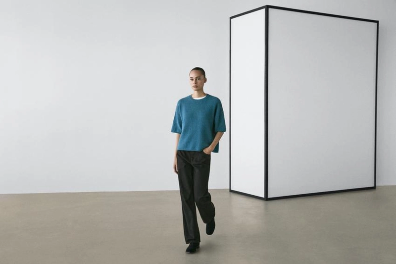 Свитер из альпакиевой смеси с коротким рукавом