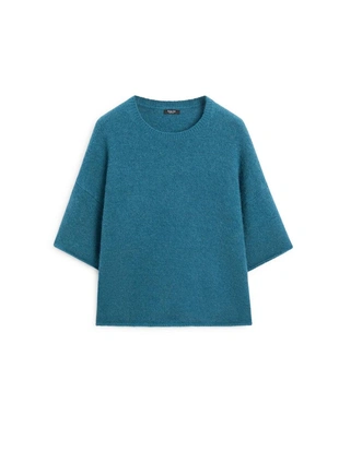 Свитер из альпакиевой смеси с коротким рукавом- Заказать в России