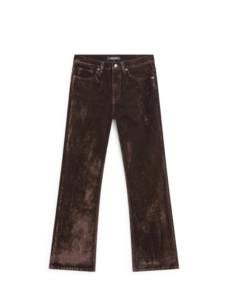 Джинсы буткат с высокой посадкой и отделкой флок