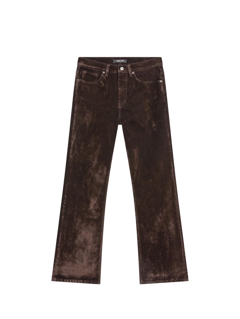 Джинсы буткат с высокой посадкой и отделкой флок