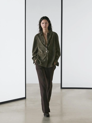 Рубашка из замши с швами- Заказать в России