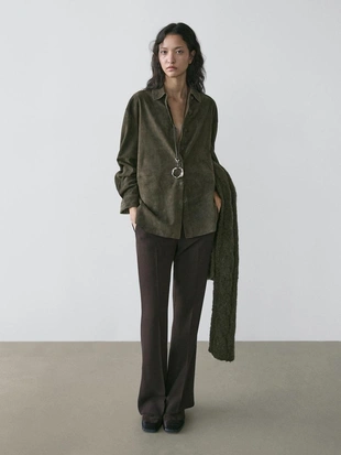 Рубашка из замши с швами- Заказать в России