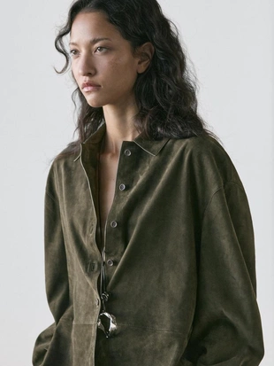 Рубашка из замши с швами- Заказать в России