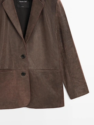 Купить Massimo Dutti Замшевый пиджак с лацканами