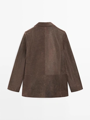 Замшевый пиджак с лацканами- Заказать в России