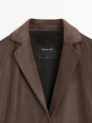 Замшевый пиджак с лацканами- Заказать в России