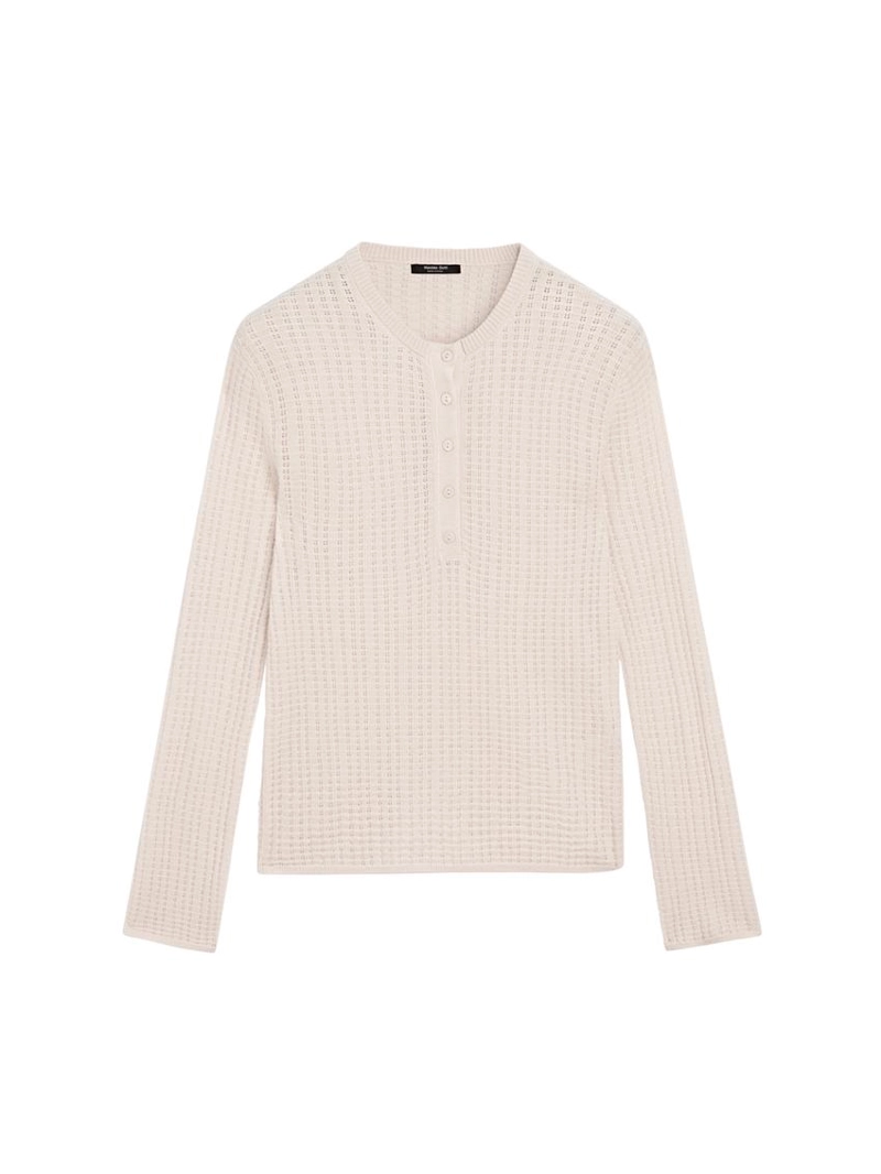 Джемпер с ажурным узором и круглым вырезом из шерсти