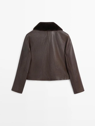 Куртка с отстёгивающимся воротником из натуральной кожи наппа- Заказать в России