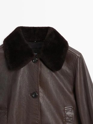 Куртка с отстёгивающимся воротником из натуральной кожи наппа- Заказать в России