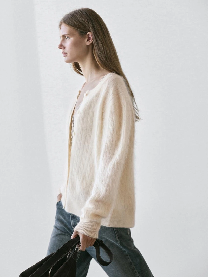 Кардиган с косами из 100% шерсти