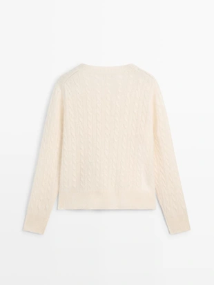 Кардиган с косами из 100% шерсти- Заказать в России