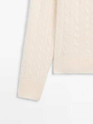 Кардиган с косами из 100% шерсти- Заказать в России