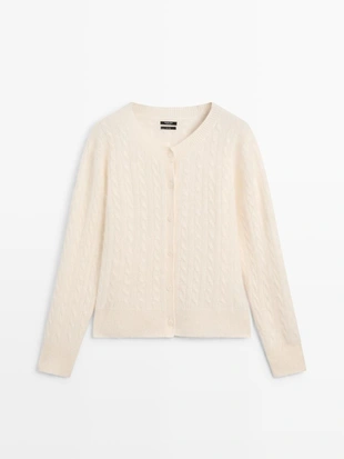 Кардиган с косами из 100% шерсти- Заказать в России