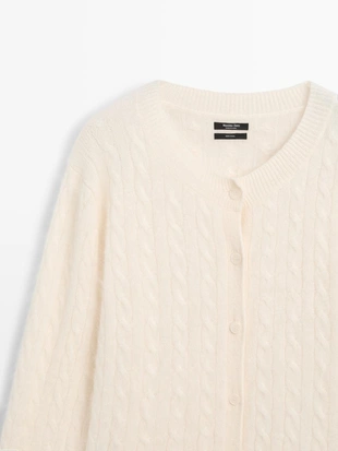 Кардиган с косами из 100% шерсти- Заказать в России