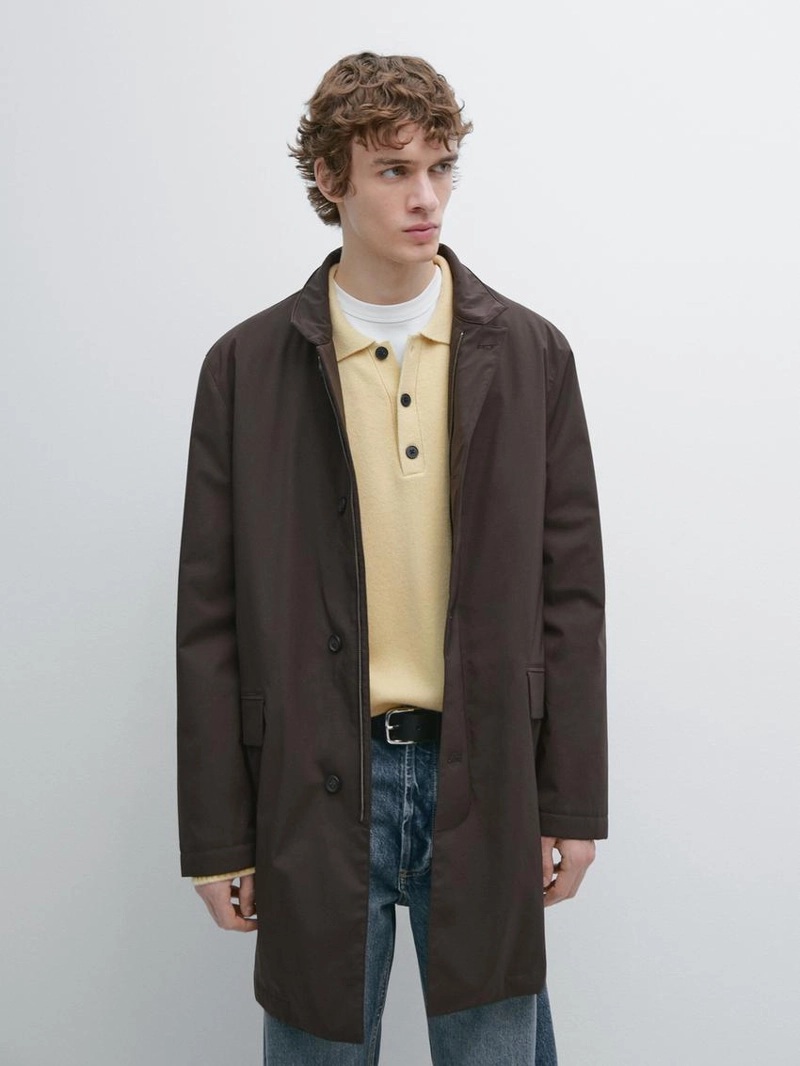 Полуприталенный пуховик с водоотталкивающей отделкой до середины бедра