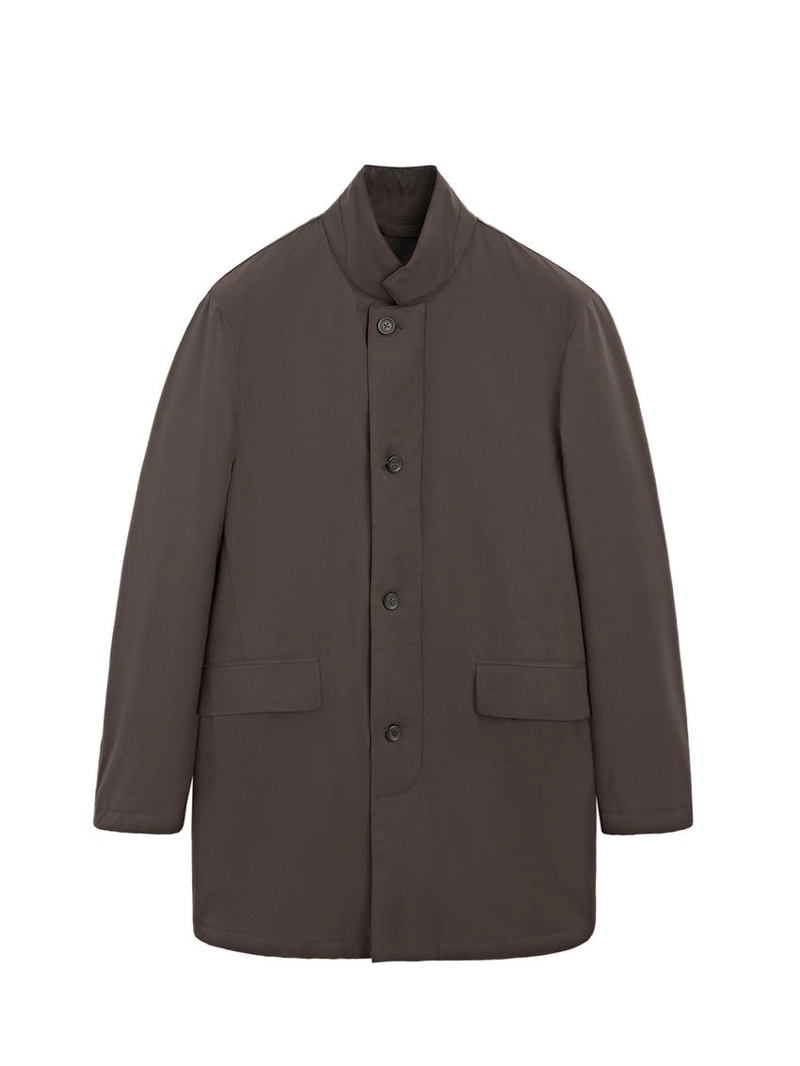 Полуприталенный пуховик с водоотталкивающей отделкой до середины бедра