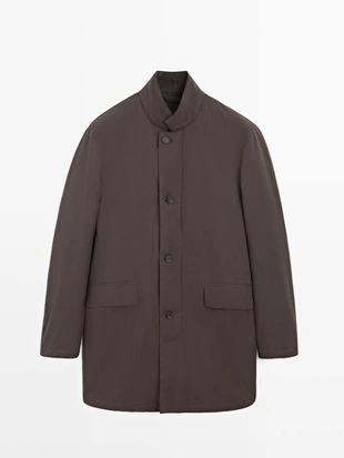 Полуприталенный пуховик с водоотталкивающей отделкой до середины бедра- Заказать в России