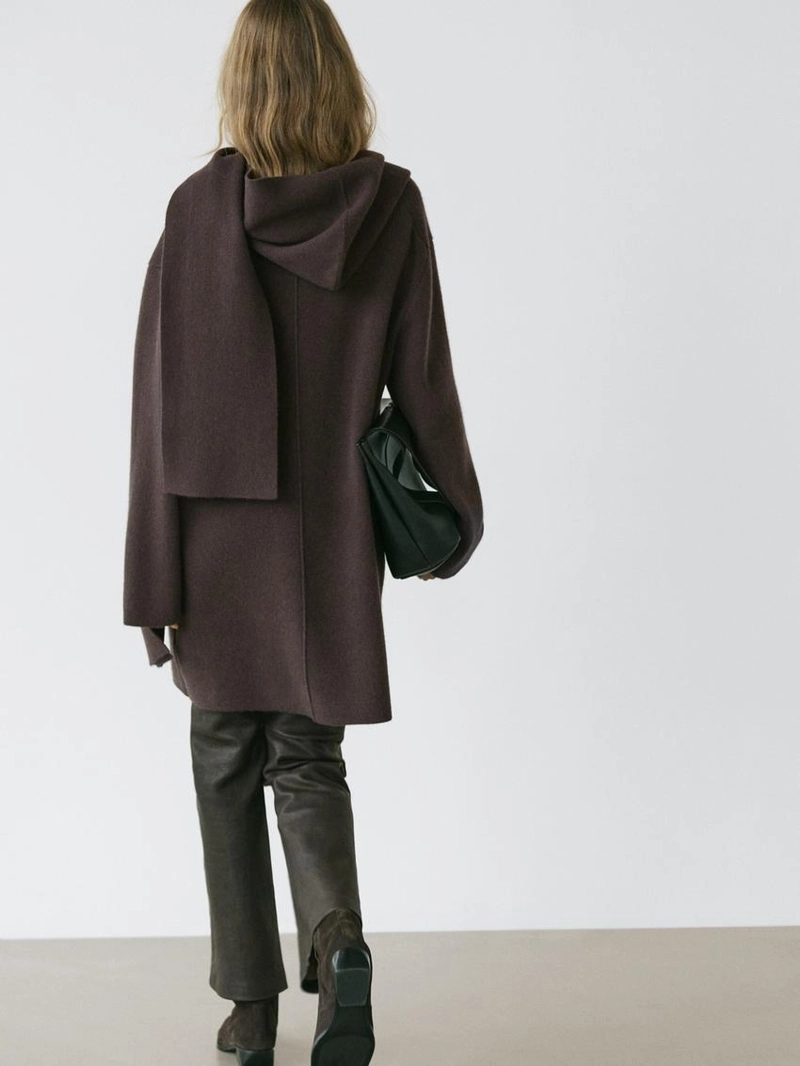 Длинный кардиган с капюшоном-шарфом