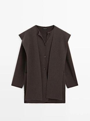 Длинный кардиган с капюшоном-шарфом- Заказать в России