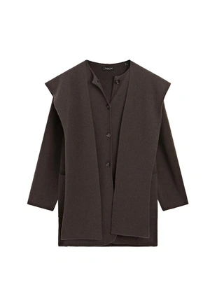 Длинный кардиган с капюшоном-шарфом- Заказать в России