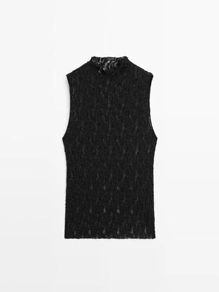 Прозрачный топ из кружева- Заказать в России