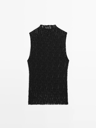 Прозрачный топ из кружева- Заказать в России