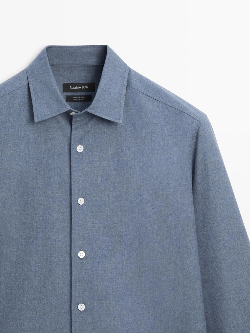 Рубашка из меланжевой ткани oxford