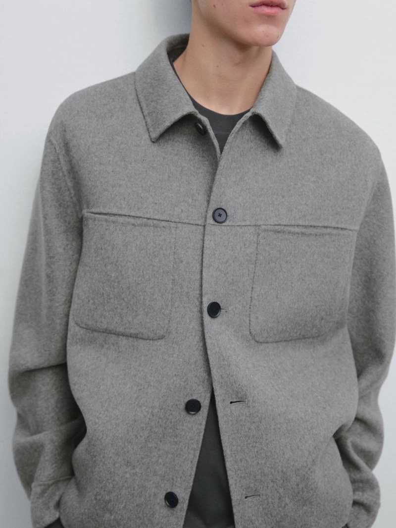 Рубашка из шерстяной смеси с карманами