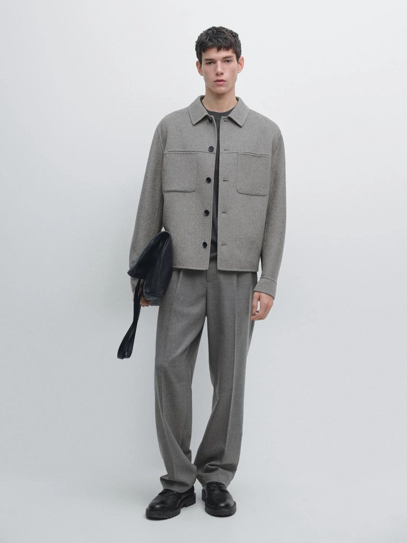 Рубашка из шерстяной смеси с карманами