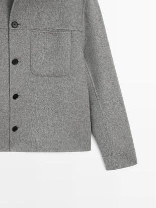 Рубашка из шерстяной смеси с карманами- Заказать в России