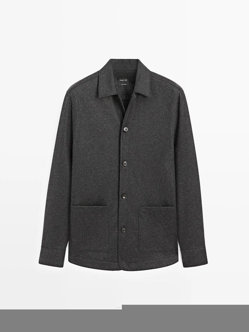 Рубашка-овершит из 100% шерсти с карманами