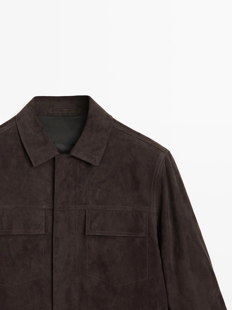 Куртка из замши с карманами