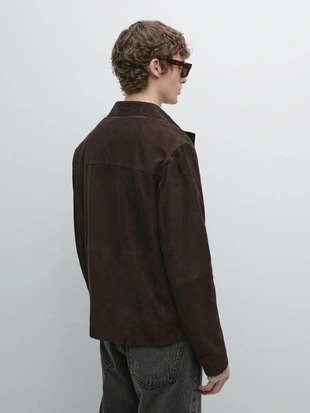 Куртка из замши с карманами- Заказать в России